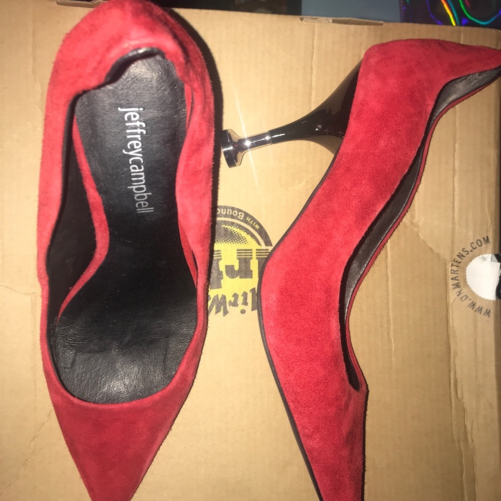 Jeffrey Campbell red suede pumps 7